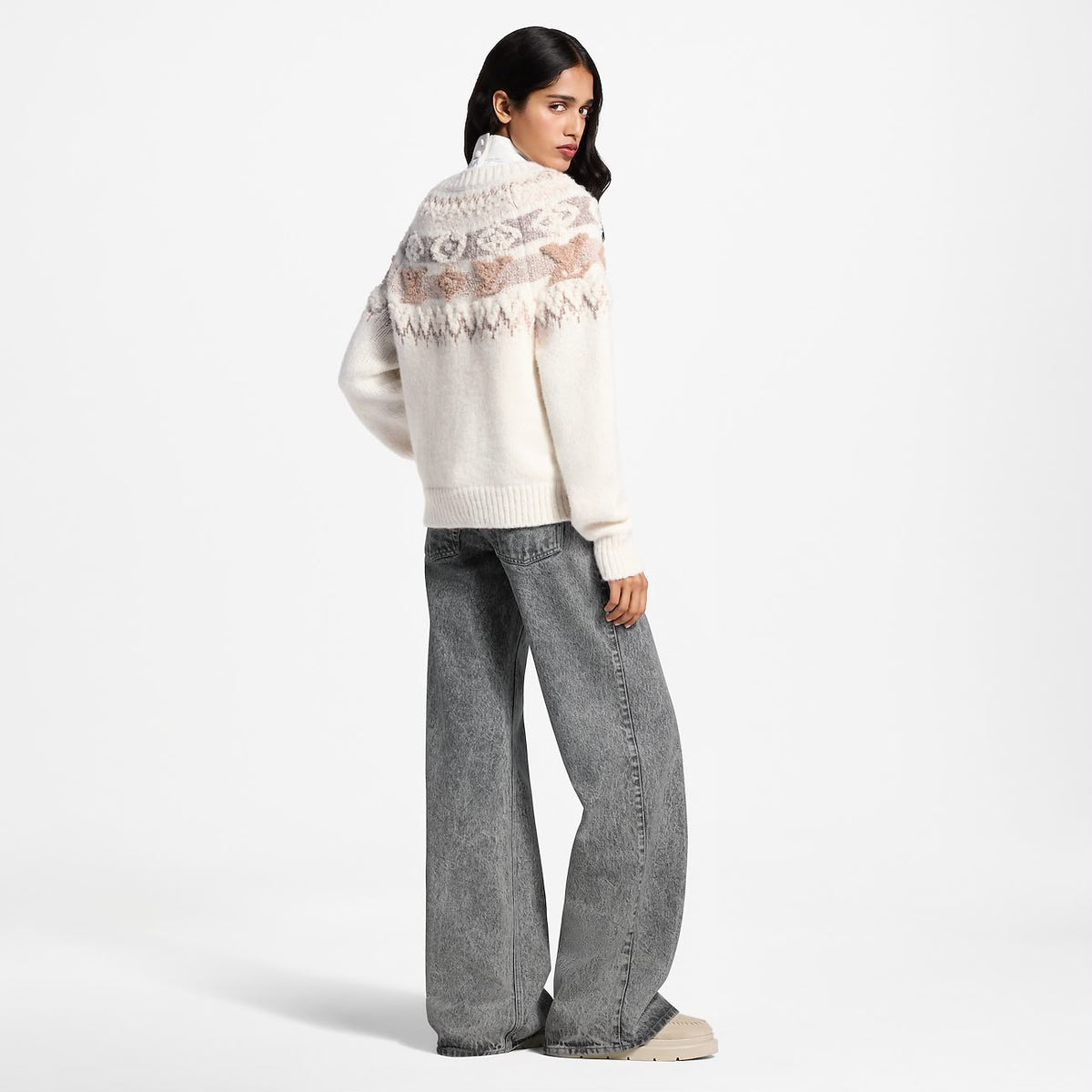 LV Monogram Pattern Crew-Neck Sweater