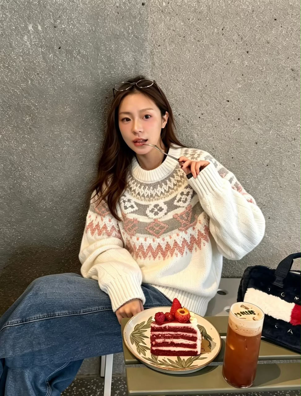 LV Monogram Pattern Crew-Neck Sweater