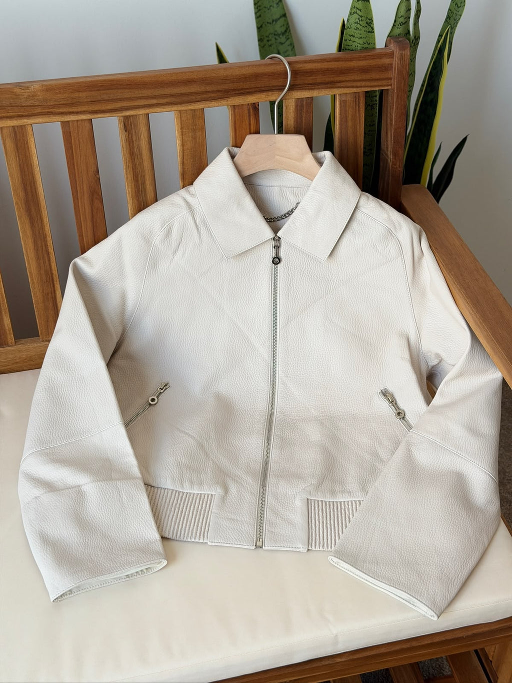 HERMES Textured Collared Zip-Front Jacket