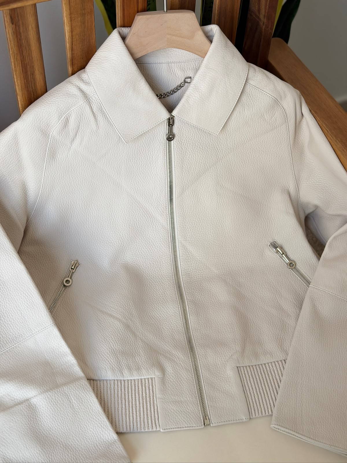 HERMES Textured Collared Zip-Front Jacket