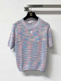 CHANEL Openwork Short-Sleeve Knit Top