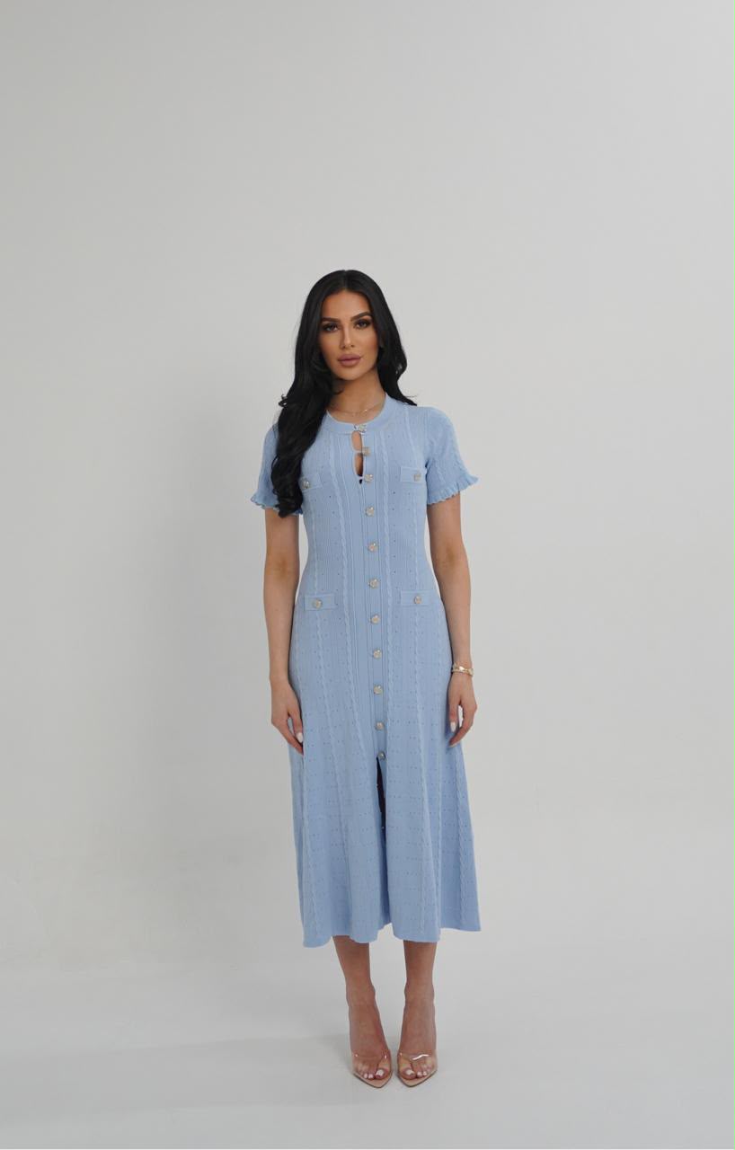 SANDRO Button-Front Short-Sleeve Midi Dress