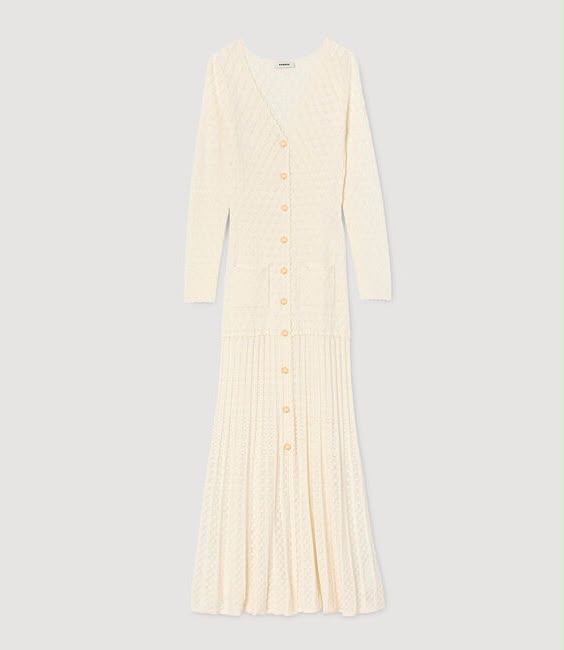 SANDRO V-Neck Button-Front Long-Sleeve Midi Dress