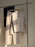 CHANEL Zip-Up Hooded Knit Top and Trousers Set