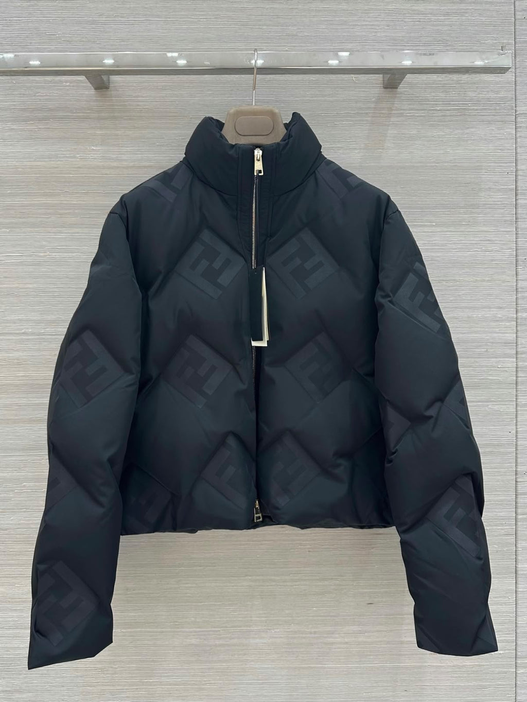 FENDI Tonal Monogram Quilted Zip Jacket