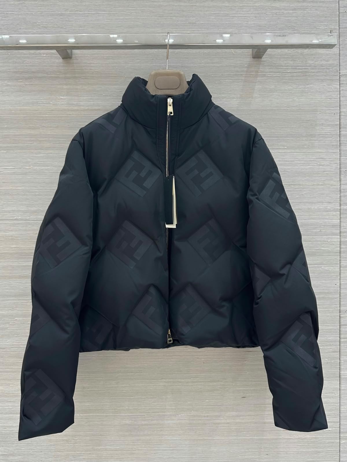 FENDI Tonal Monogram Quilted Zip Jacket