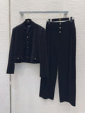 CHANEL Button-Front Jacket and Wide-Leg Trousers Set
