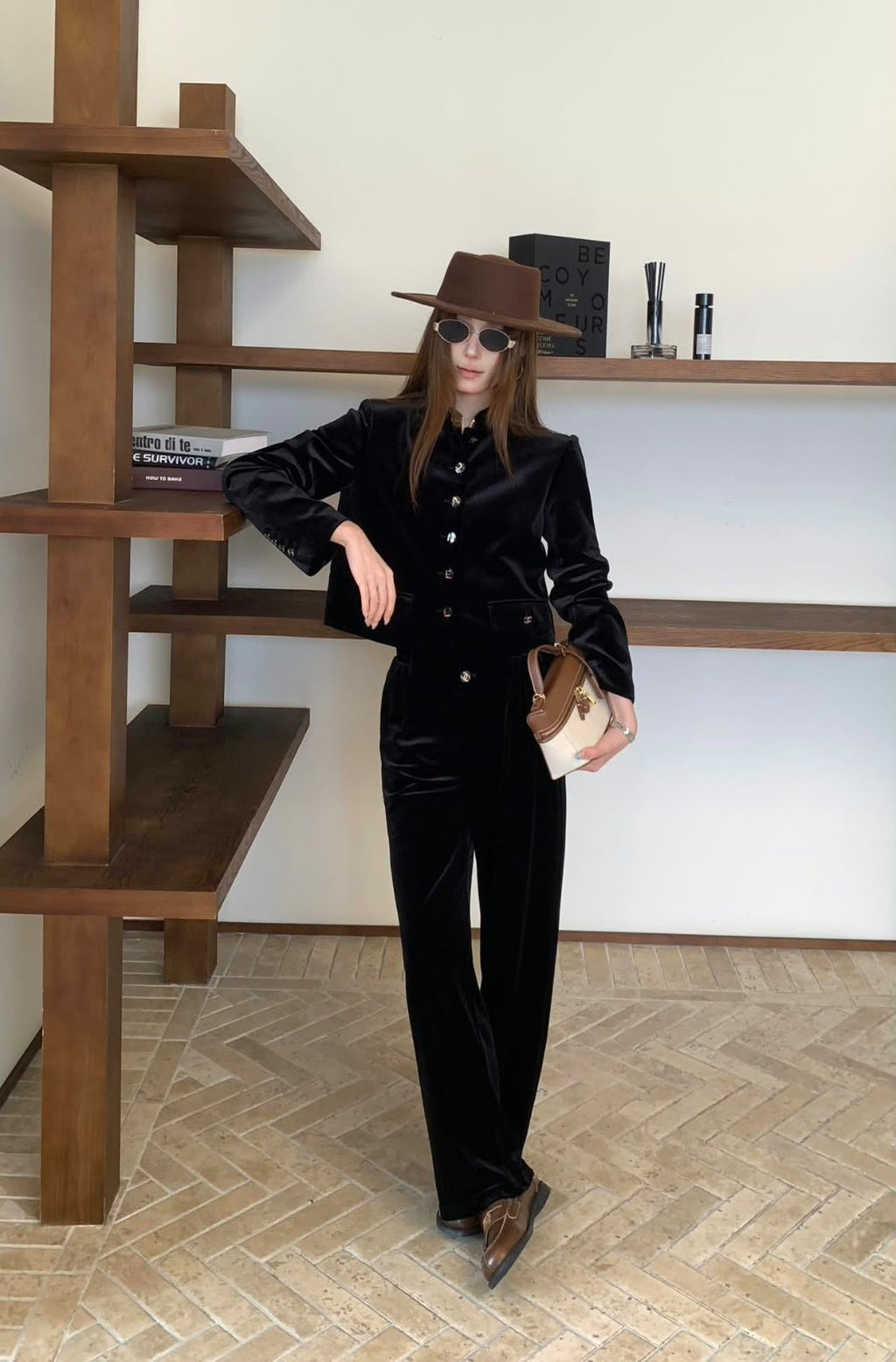 CHANEL Button-Front Jacket and Wide-Leg Trousers Set