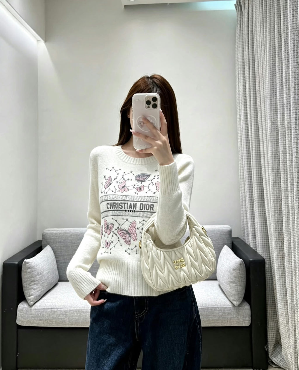 Dior Butterfly Motif Crew-Neck Sweater