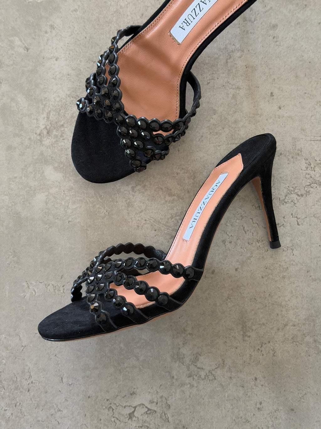 Aquazzura Embellished-Strap Stiletto Mules