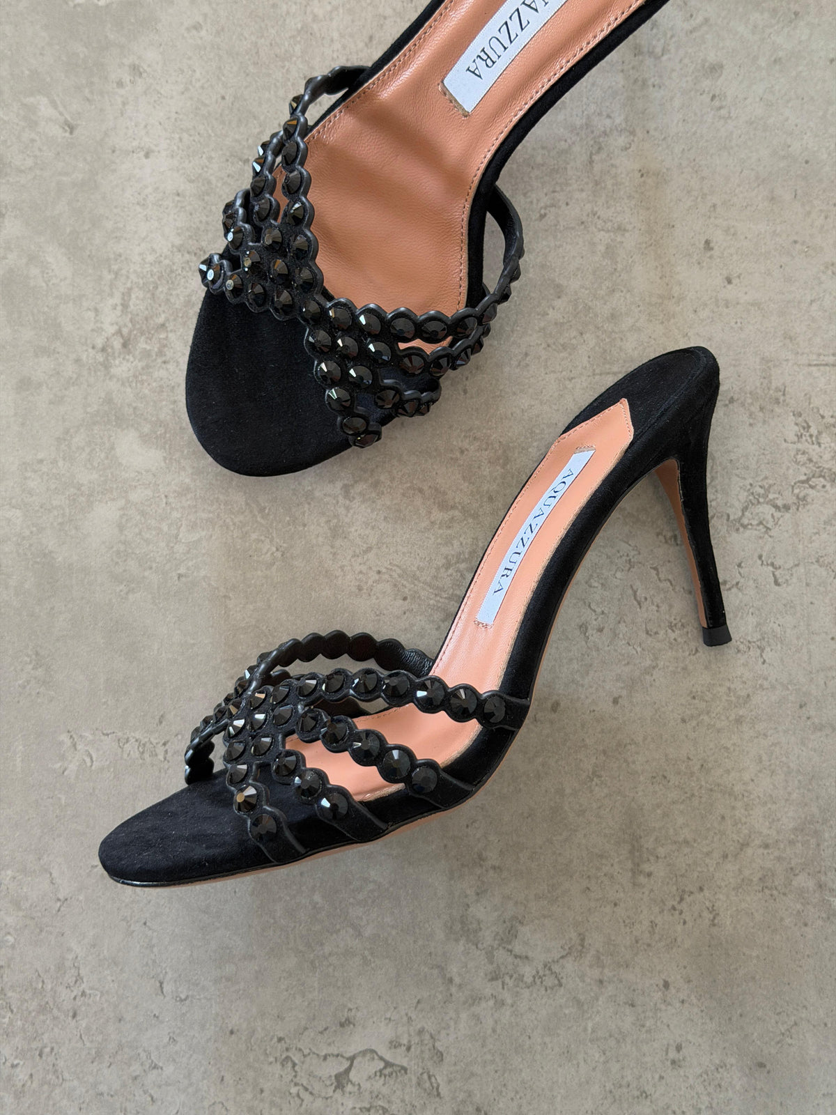 Aquazzura Embellished-Strap Stiletto Mules
