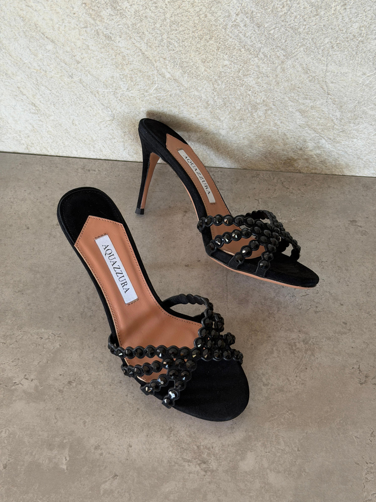 Aquazzura Embellished-Strap Stiletto Mules