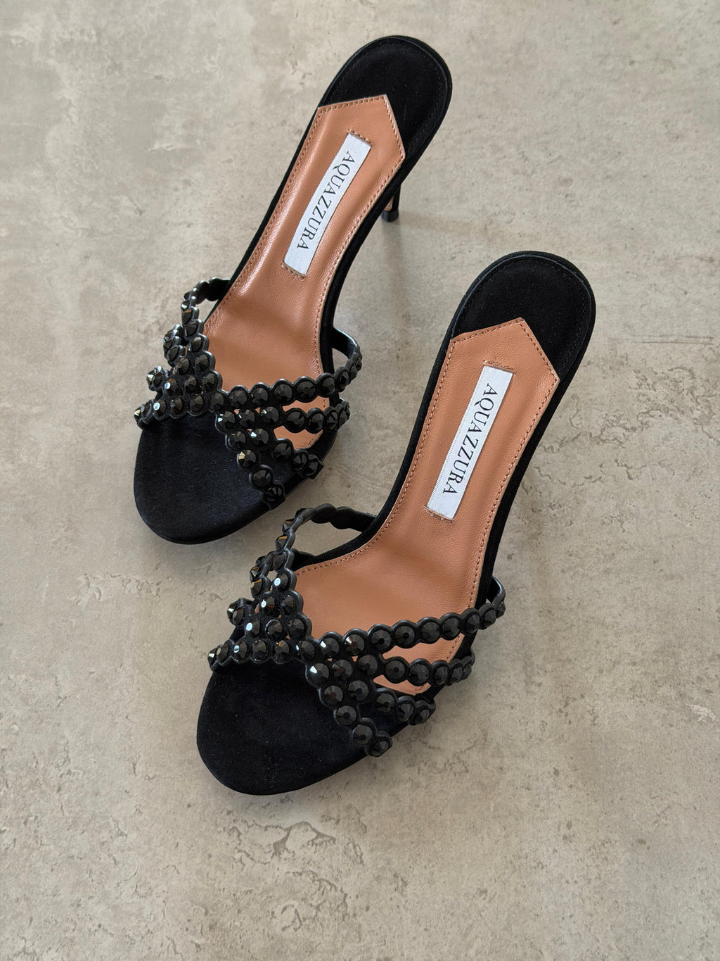 Aquazzura Embellished-Strap Stiletto Mules
