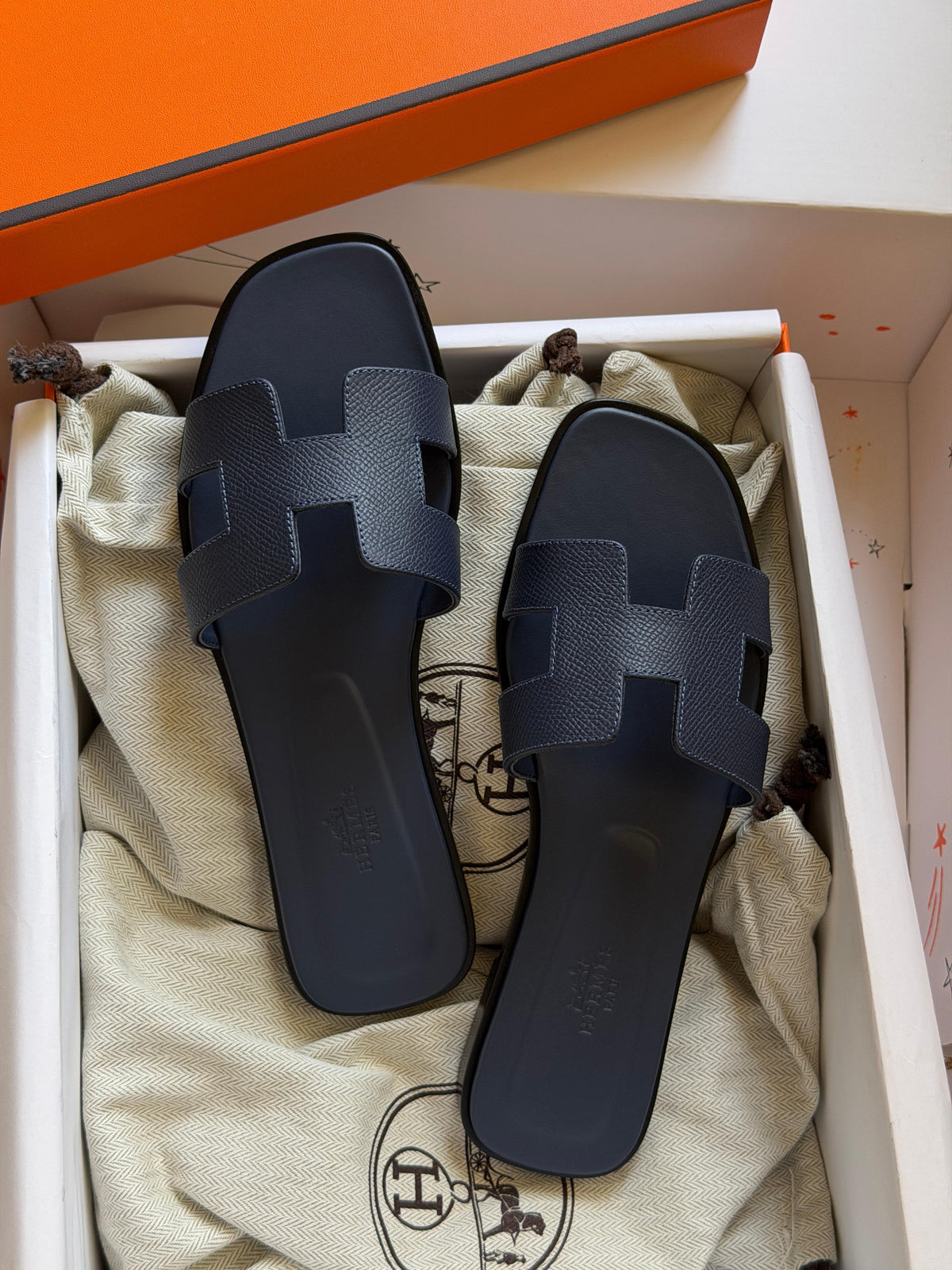 HERMES H-Cutout Flat Slide Sandals