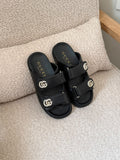 Gucci GG Embellished Double-Strap Flat Slides