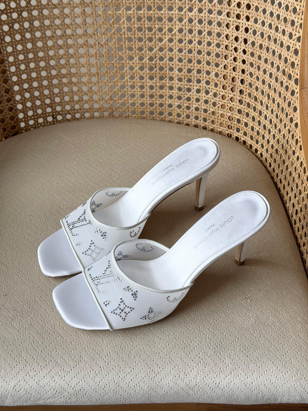 Louis Vuitton Embellished Monogram Heel Mules