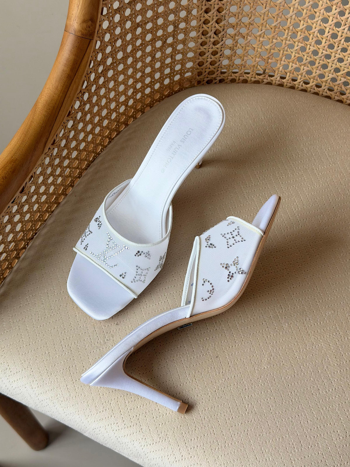 Louis Vuitton Embellished Monogram Heel Mules