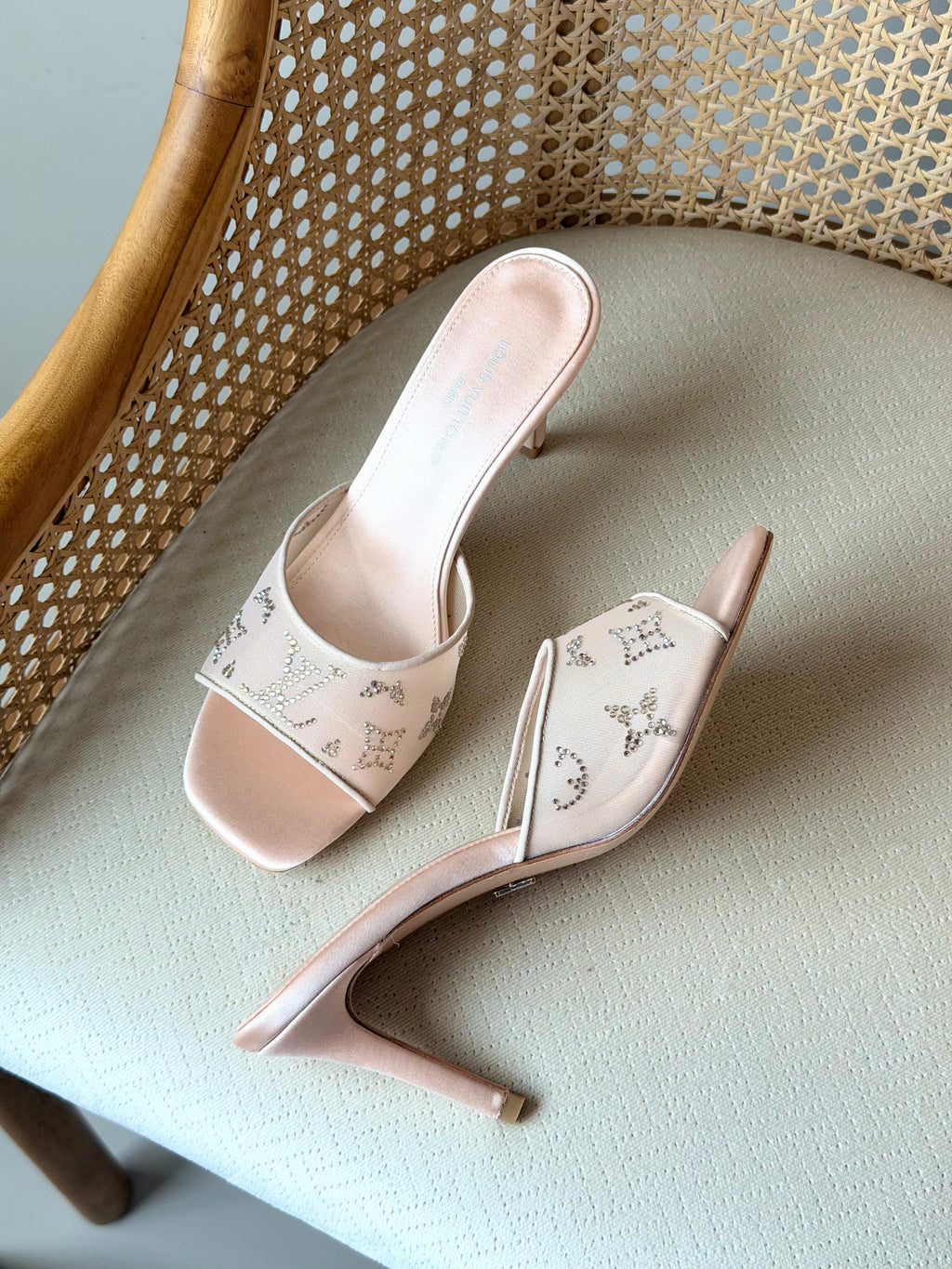 Louis Vuitton Embellished Monogram Heel Mules