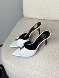 Saint Laurent Pleated Monogram Heel Mules