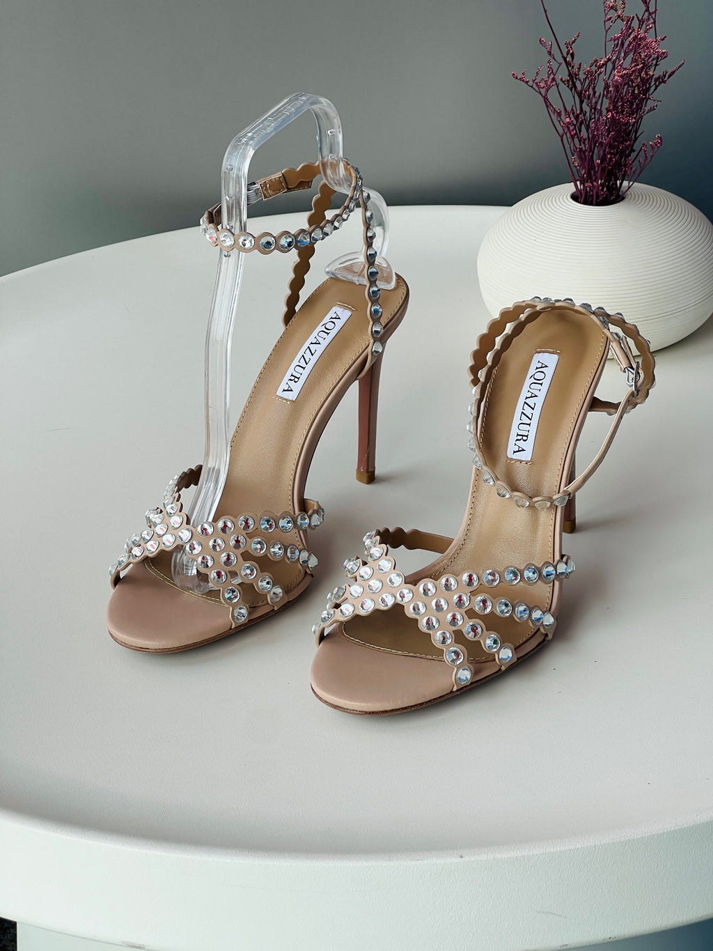 Aquazzura Round-Embellished Strappy Heel Sandals