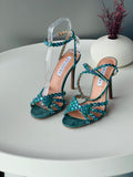 Aquazzura Round-Embellished Strappy Heel Sandals