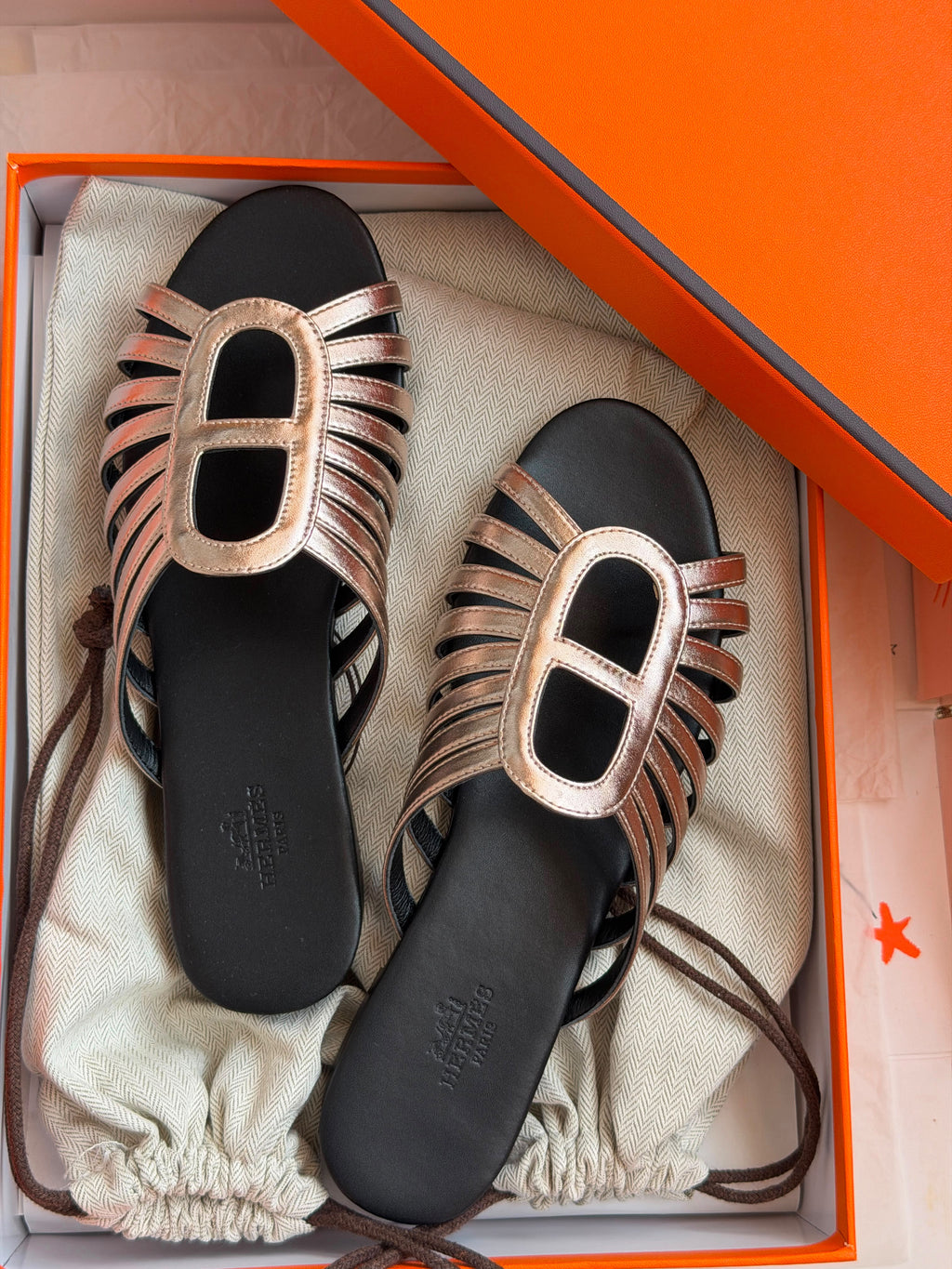 Hermes Multi-Strap Flat Slides