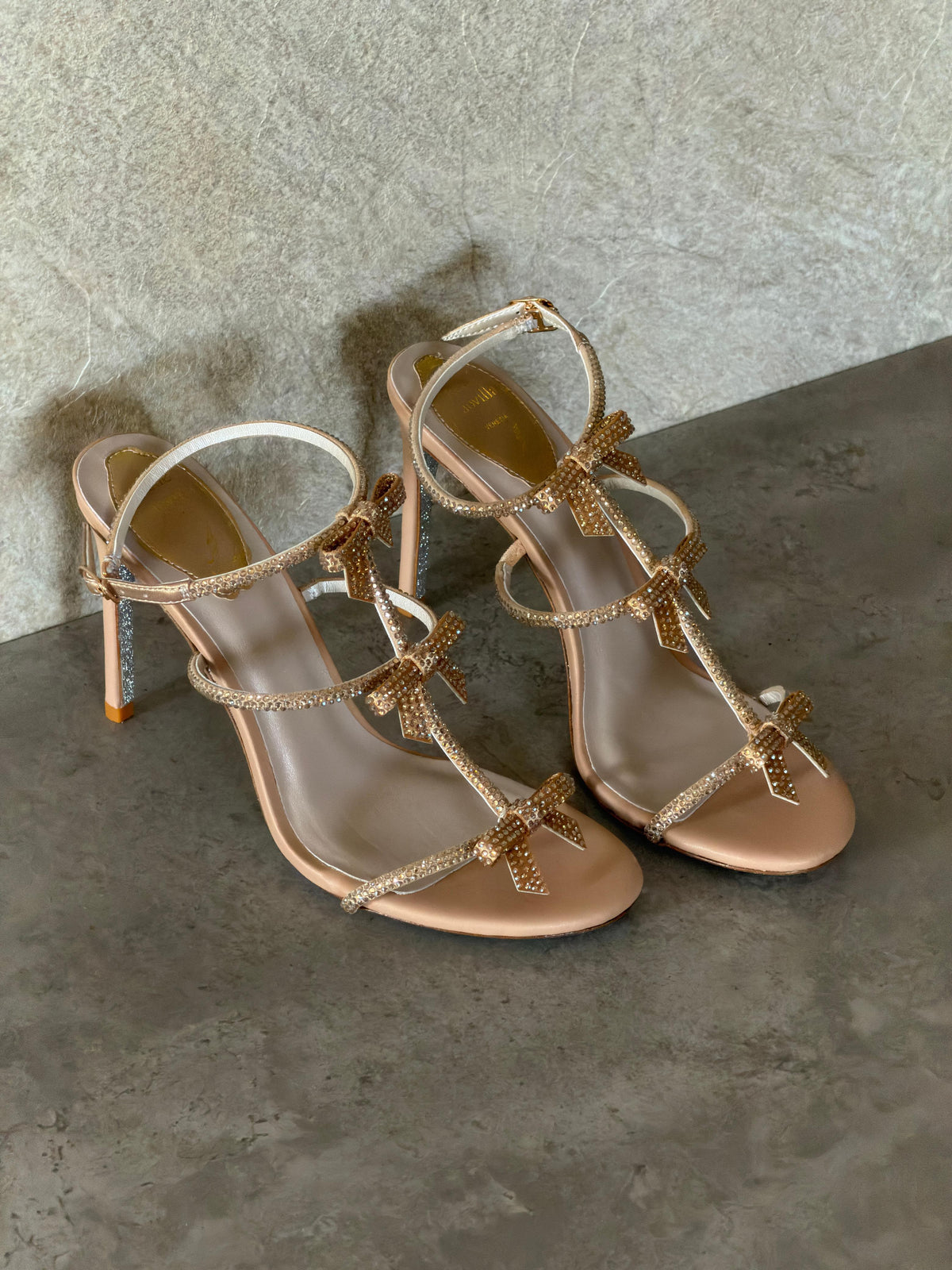 Rene Caovilla Embellished Triple-Bow Heel Sandals