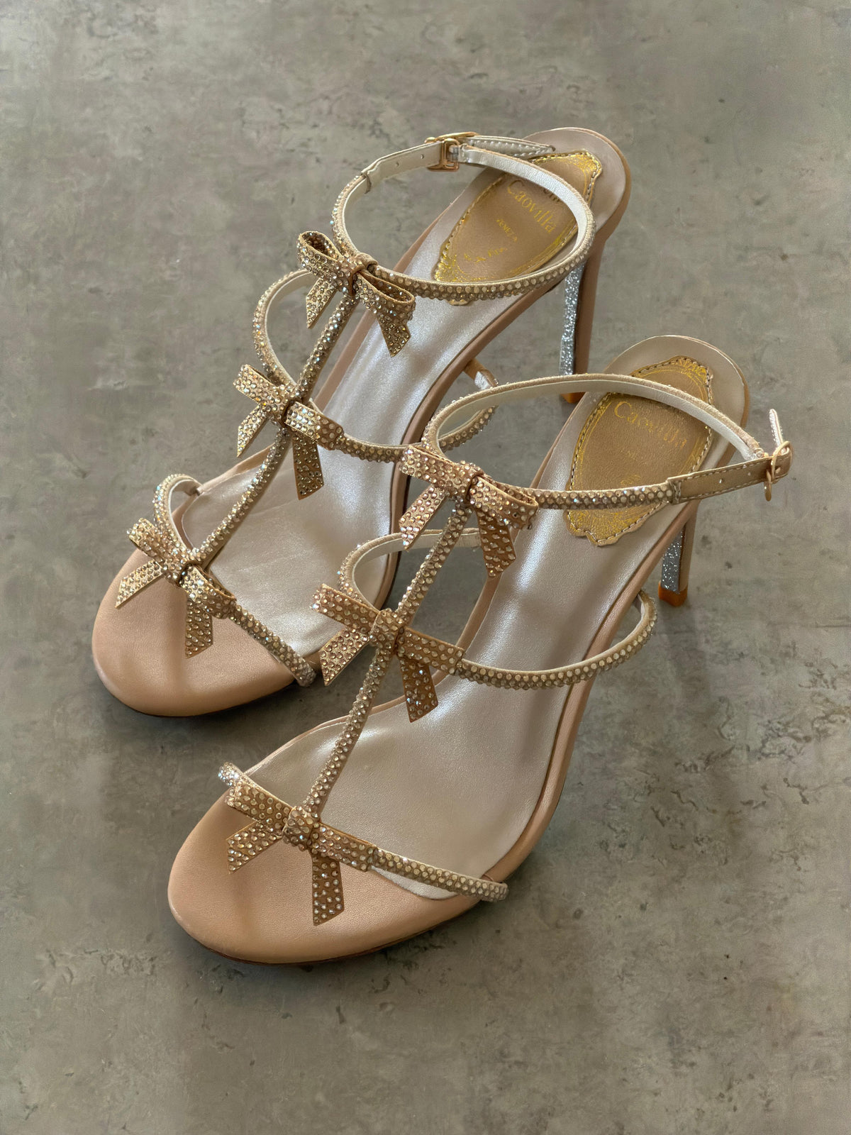Rene Caovilla Embellished Triple-Bow Heel Sandals
