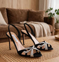 Aquazzura Embellished-Knot Slingback Heel Sandals