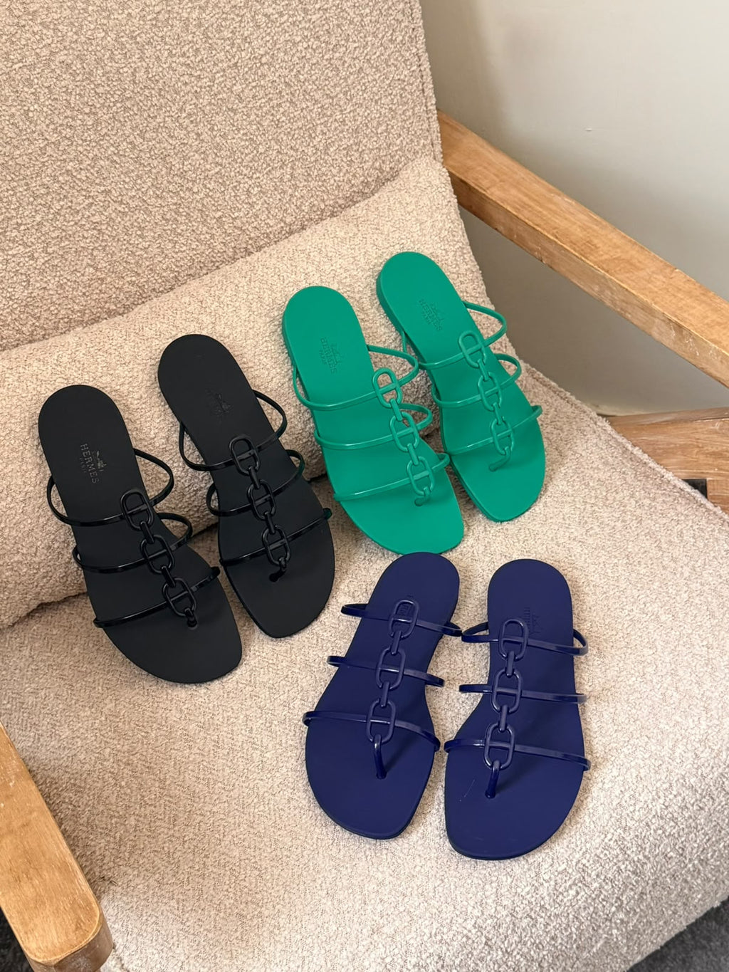 Hermes Chain-Link Detail Flat Sandals