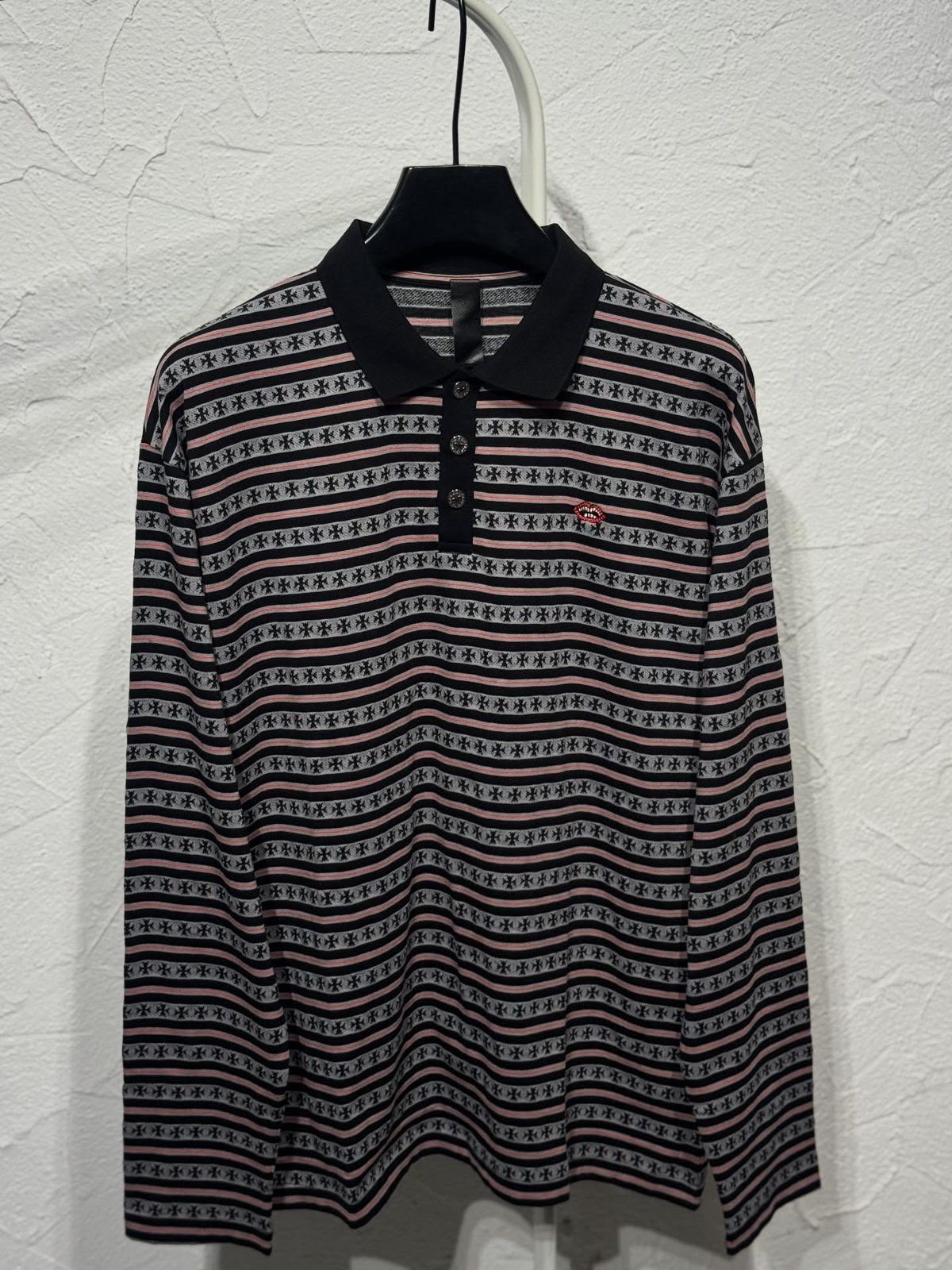 Chrome Hearts Men’s Brown Striped Polo