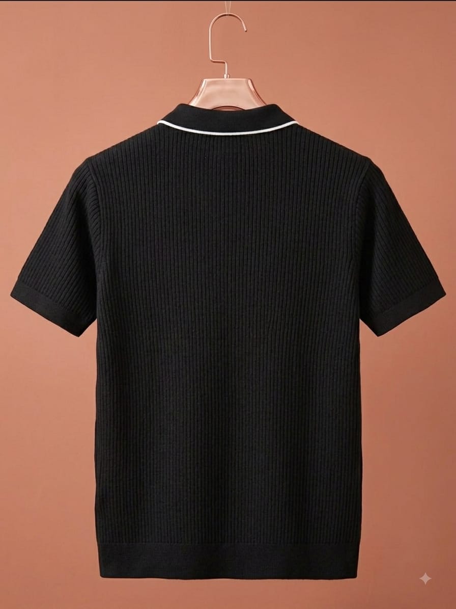 Loro Piana Men’s Black Knit Polo