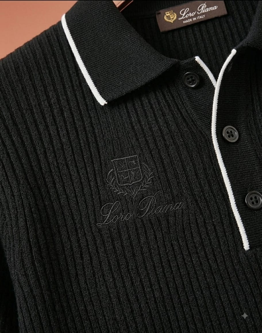 Loro Piana Men’s Black Knit Polo