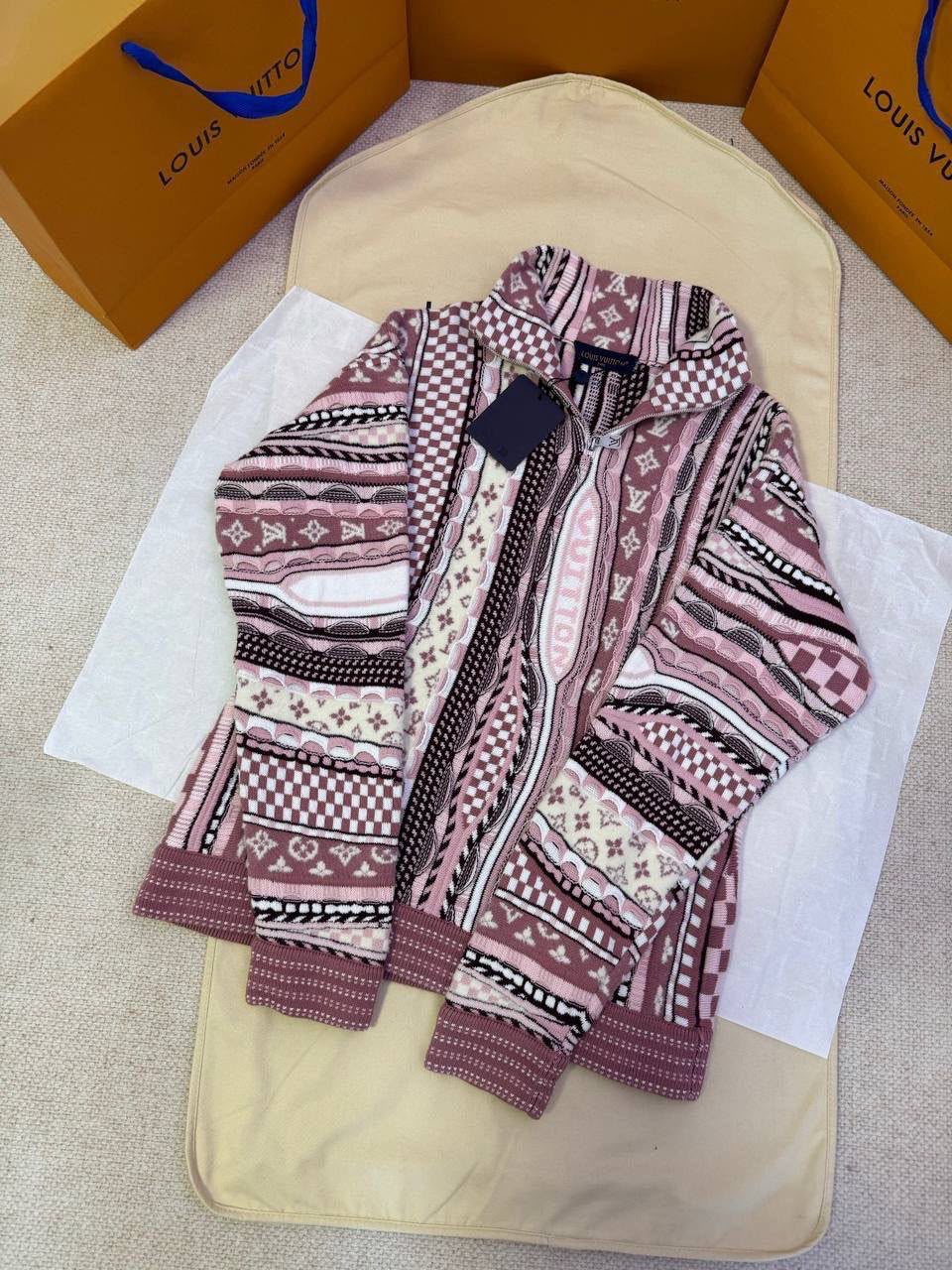 LV Patterned Zip Cardigan