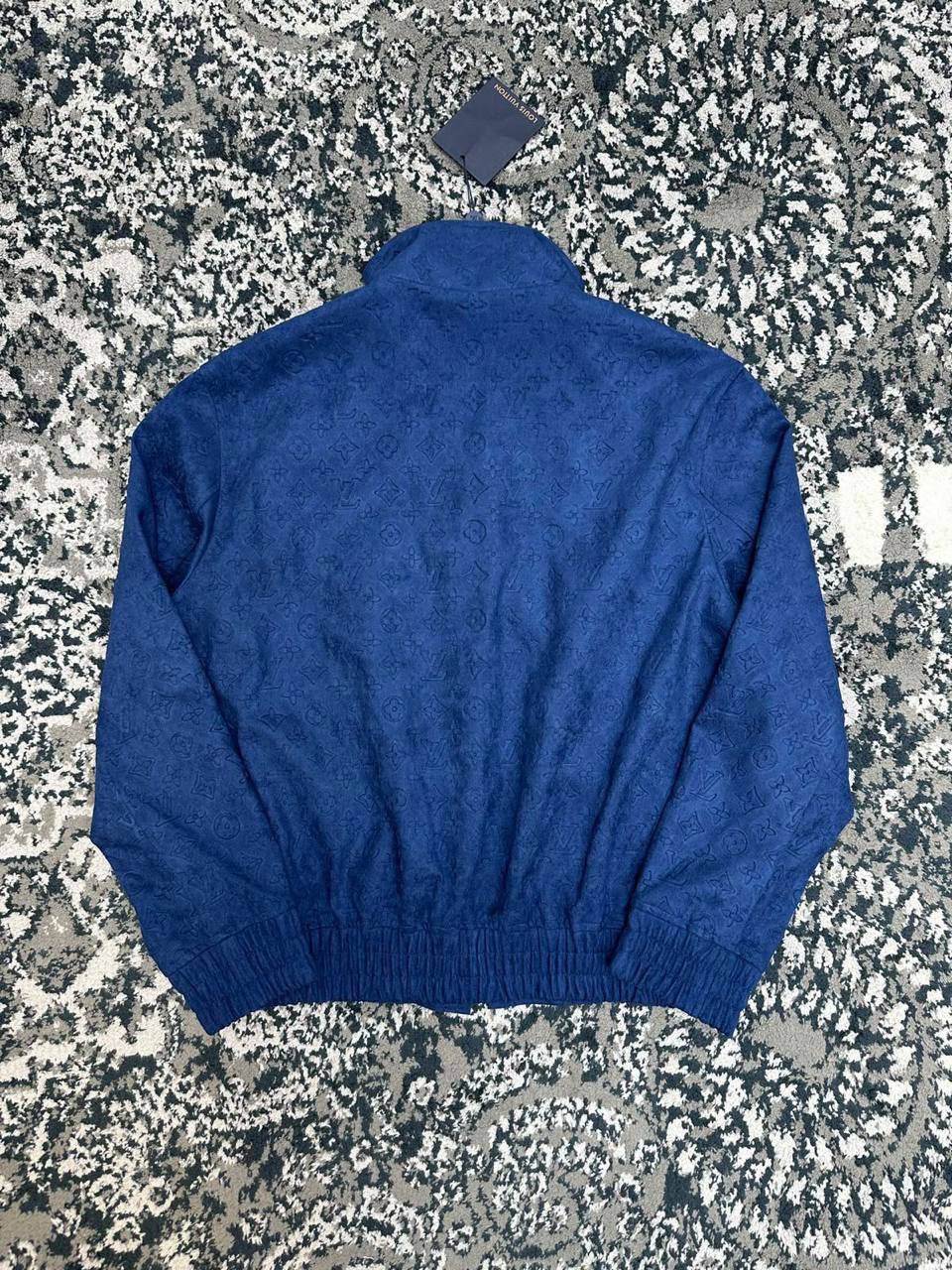 LV Blue Monogram Embossed Zip Jacket