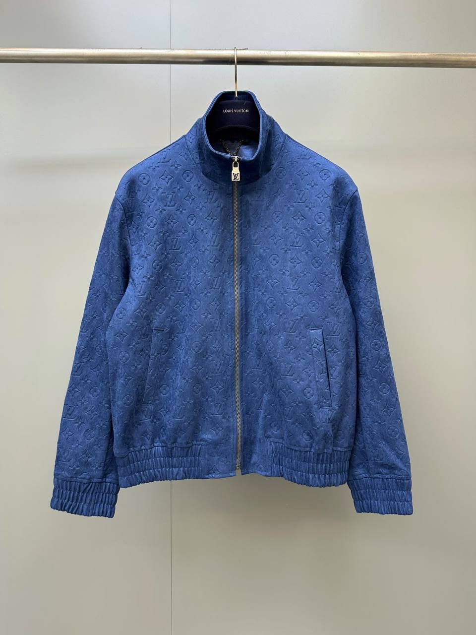 LV Blue Monogram Embossed Zip Jacket