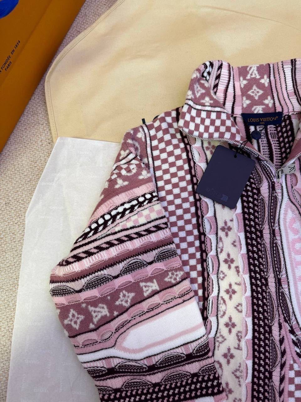 LV Patterned Zip Cardigan