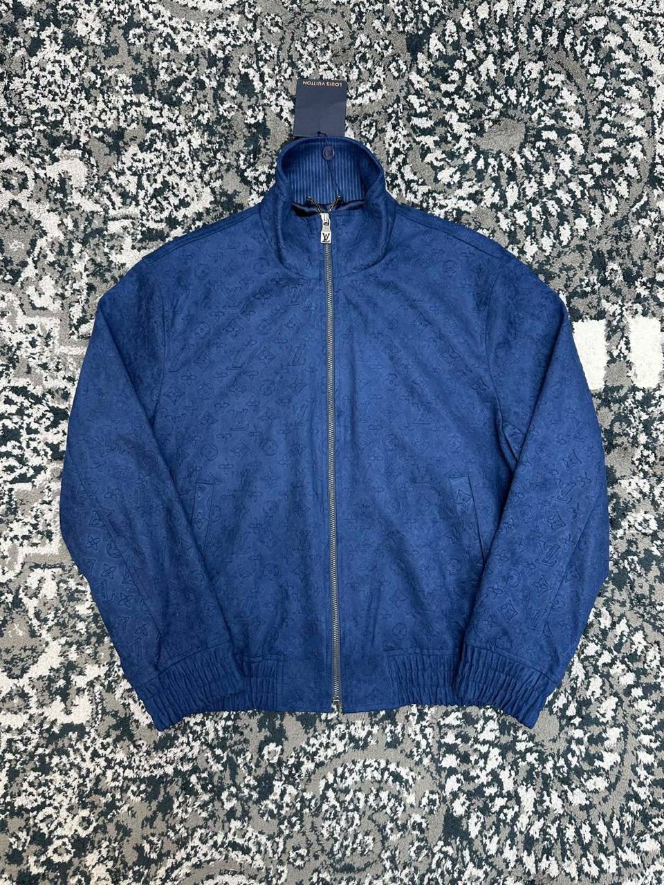 LV Blue Monogram Embossed Zip Jacket