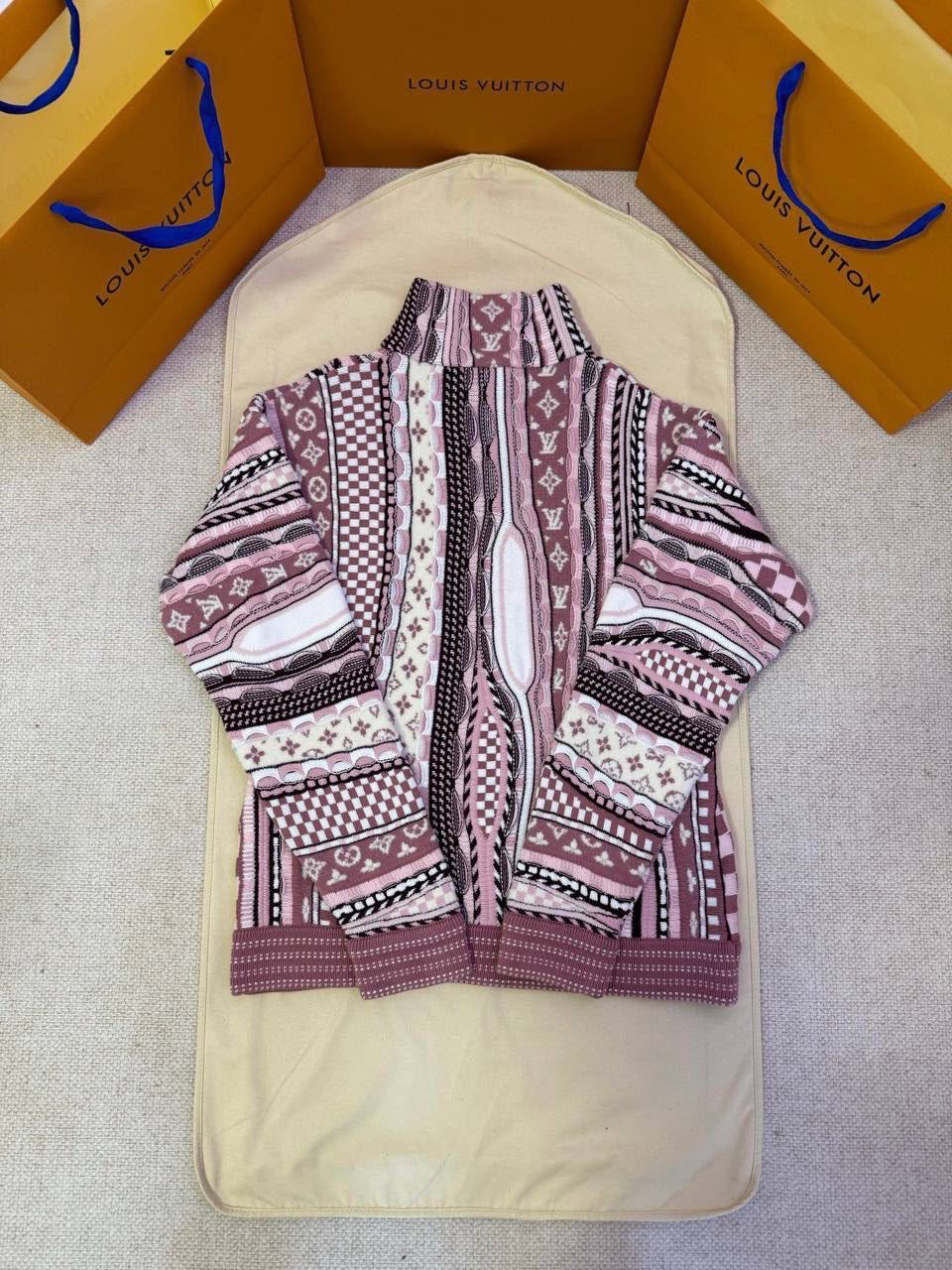 LV Patterned Zip Cardigan