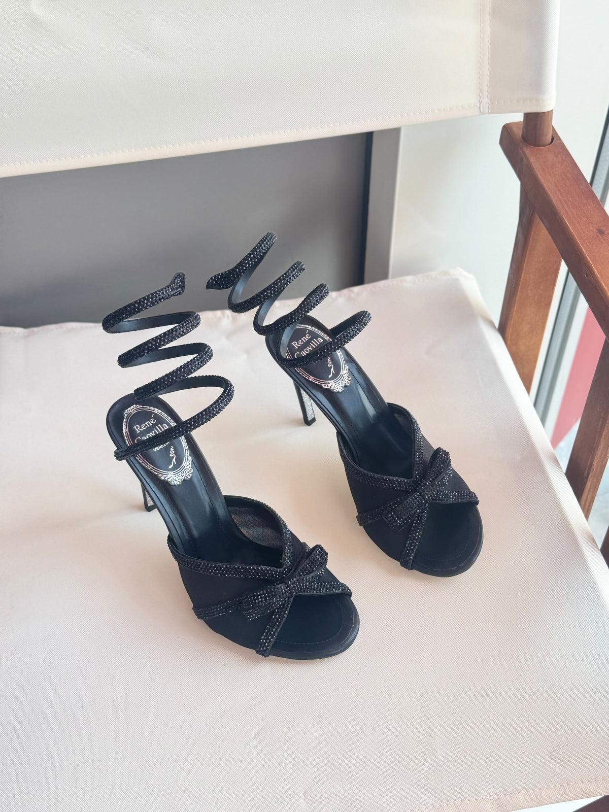 Rene Caovilla Spiral Ankle Sandals