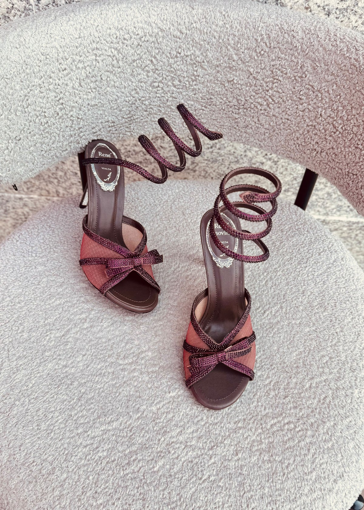 Rene Caovilla Spiral Ankle Sandals