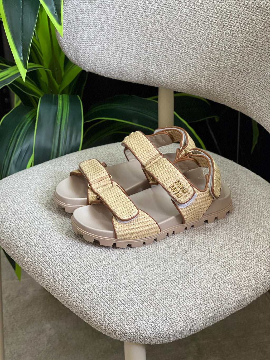 Miu Miu Canvas slide sandals