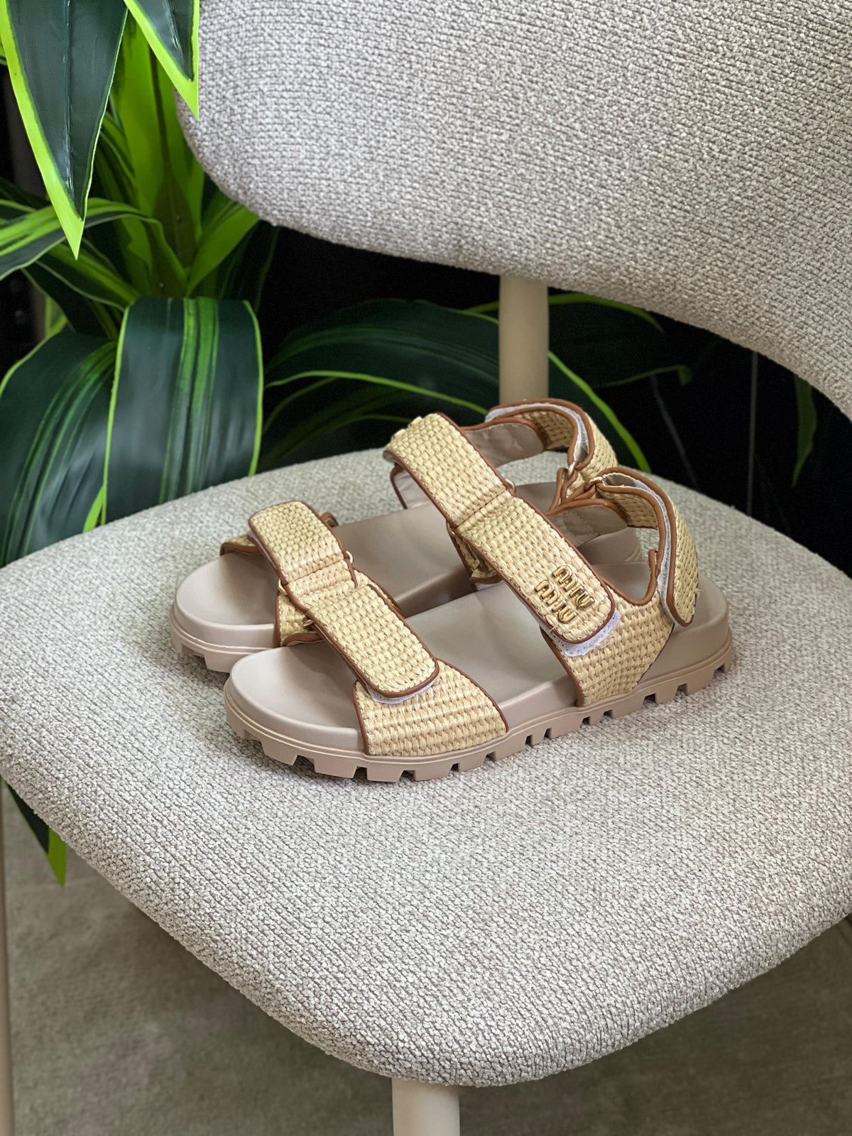 Miu Miu Canvas slide sandals