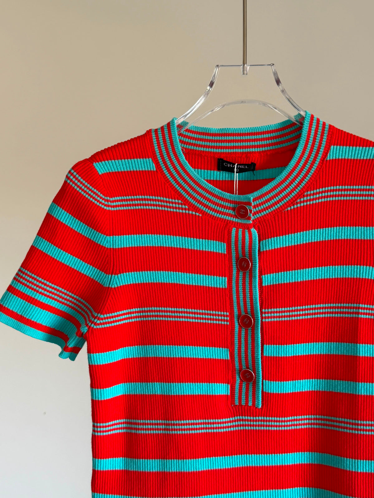Chanel Top - Cotton, red & turquoise