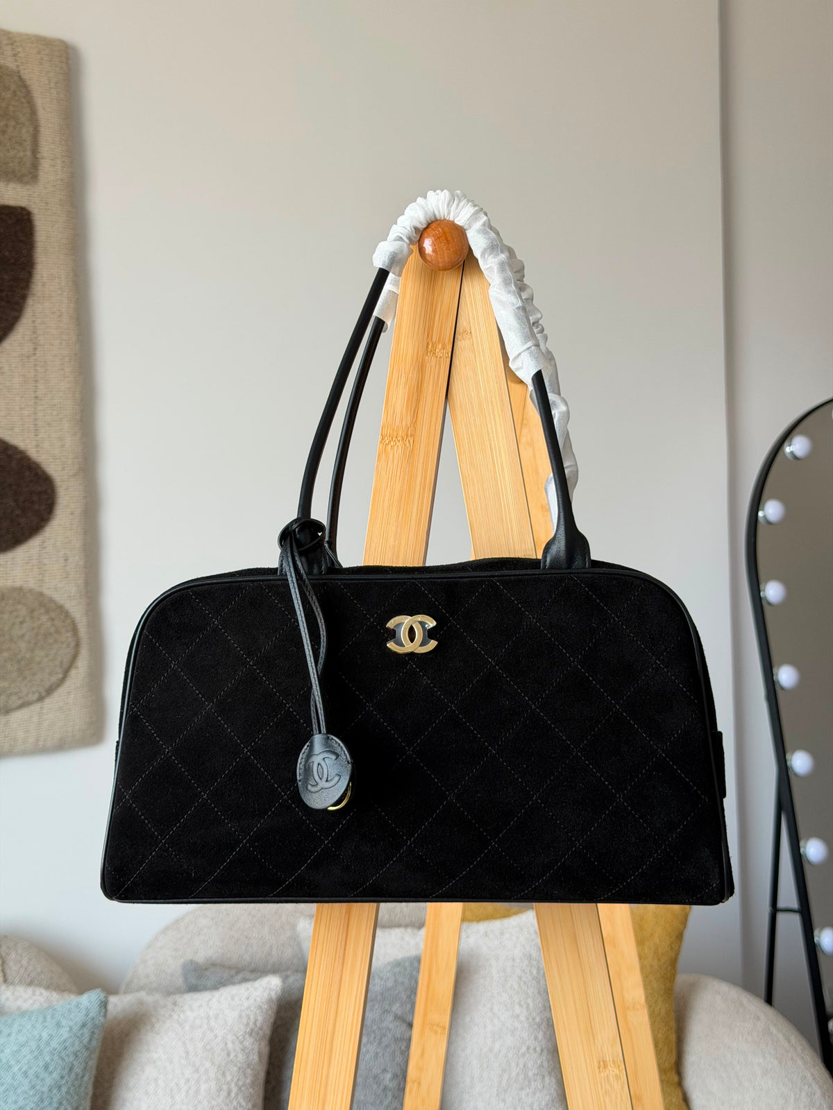 Chanel Large Bowling Bag Suede
