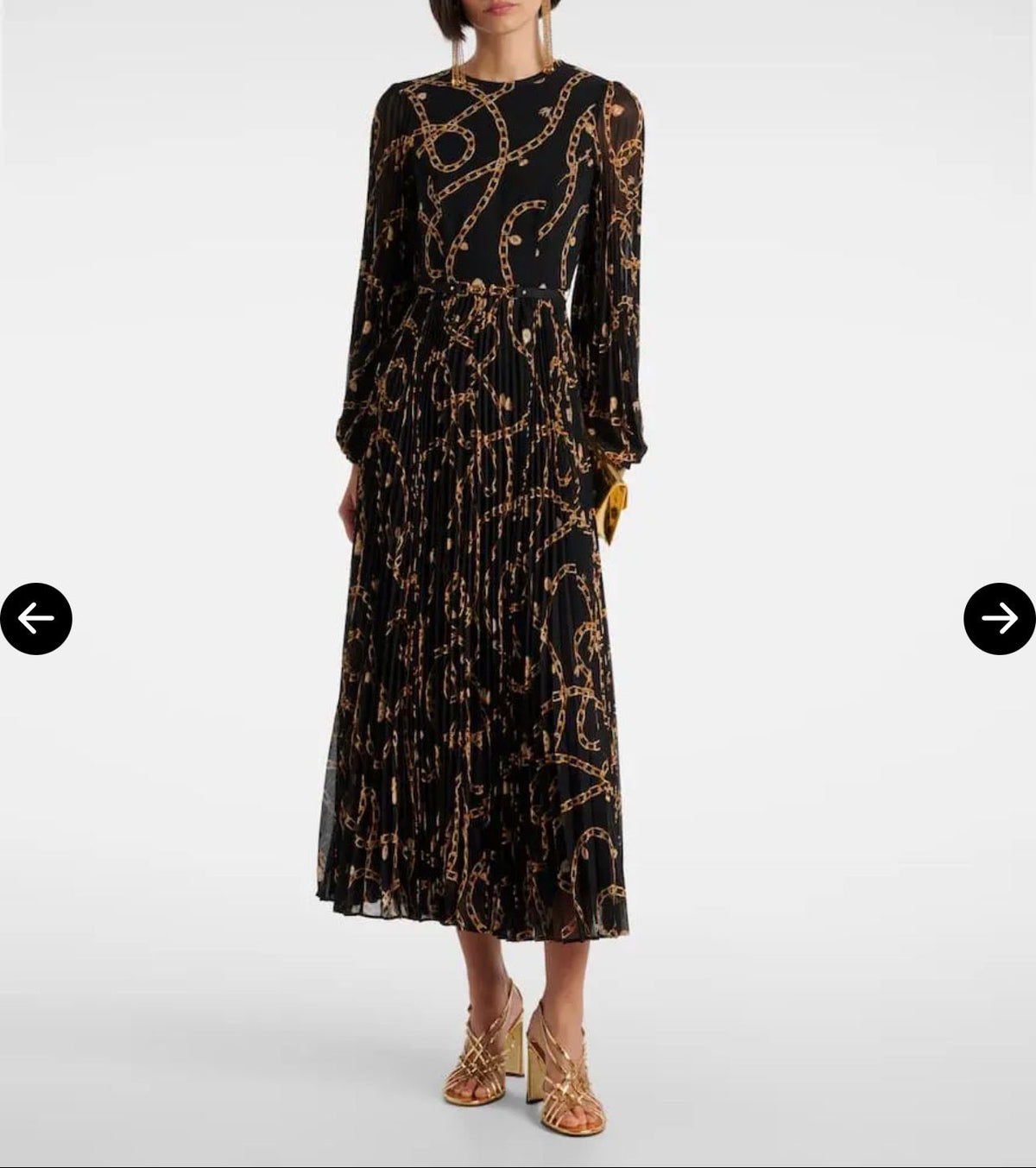 ZIMMERMANN chain-print pleated-skirt Midi Dress