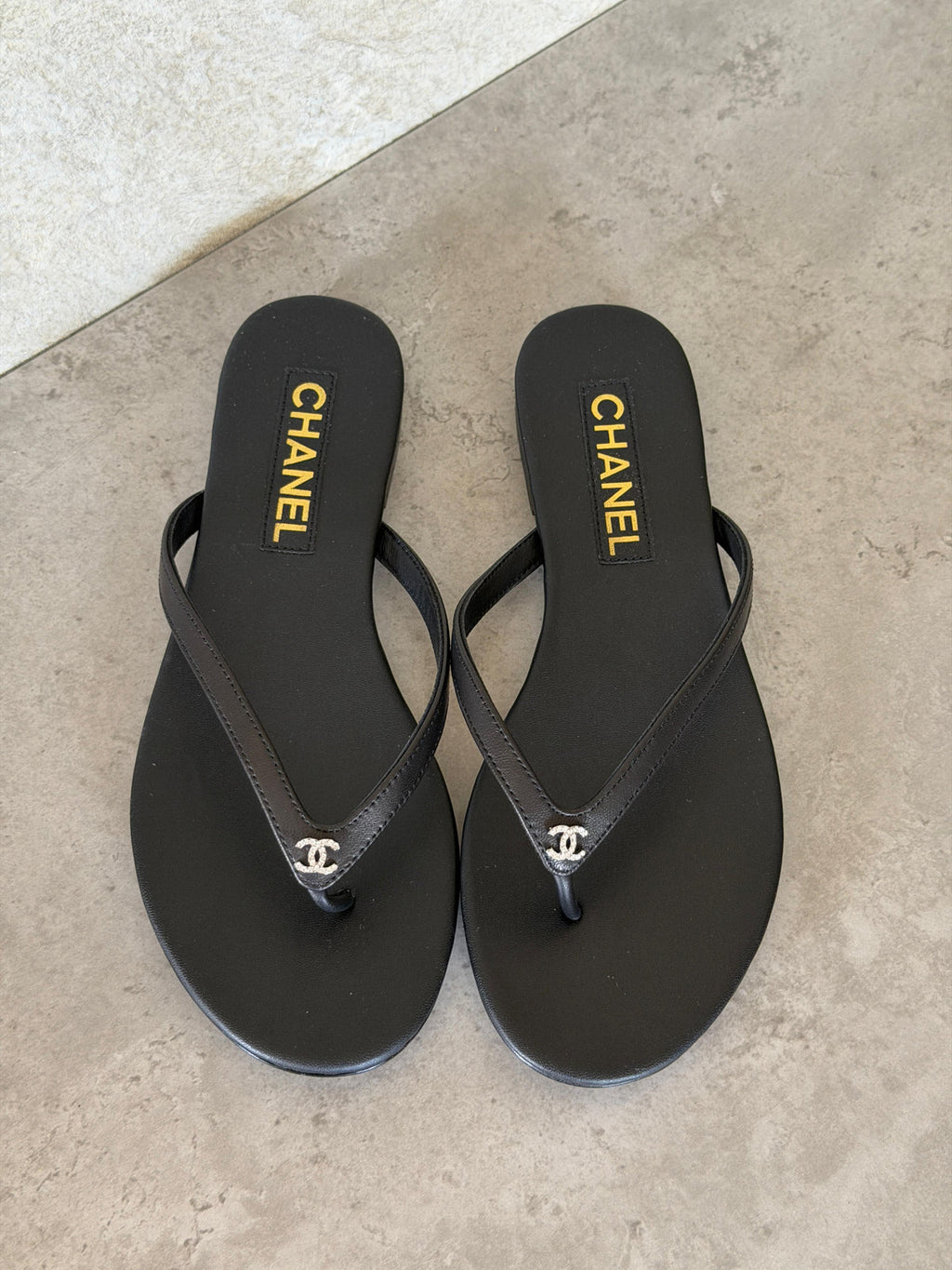 Chanel Velvet CC Thong Sandals
