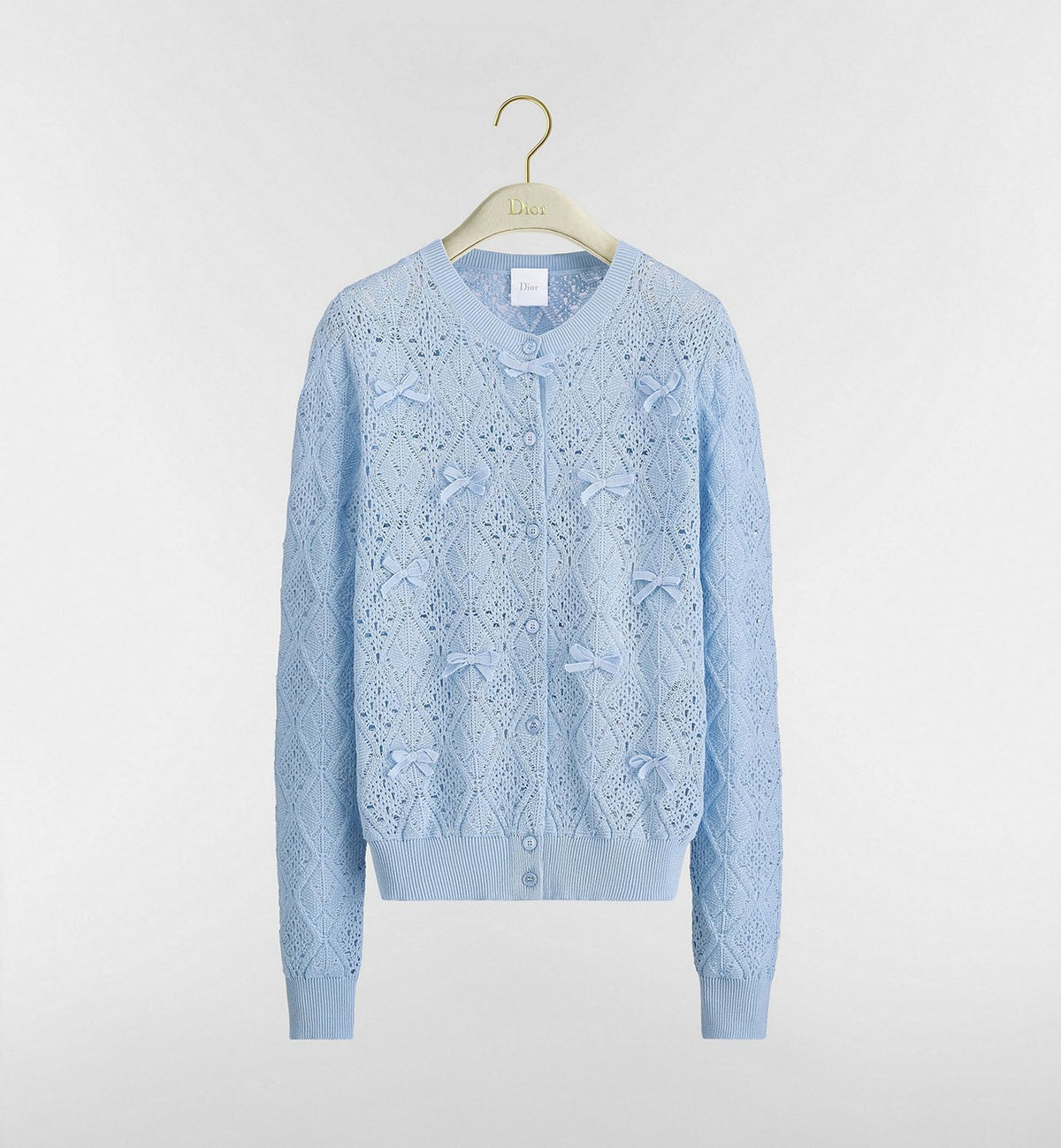 Dior Dioriviera Embroidered Cardigan Blue Openwork Cotton Knit