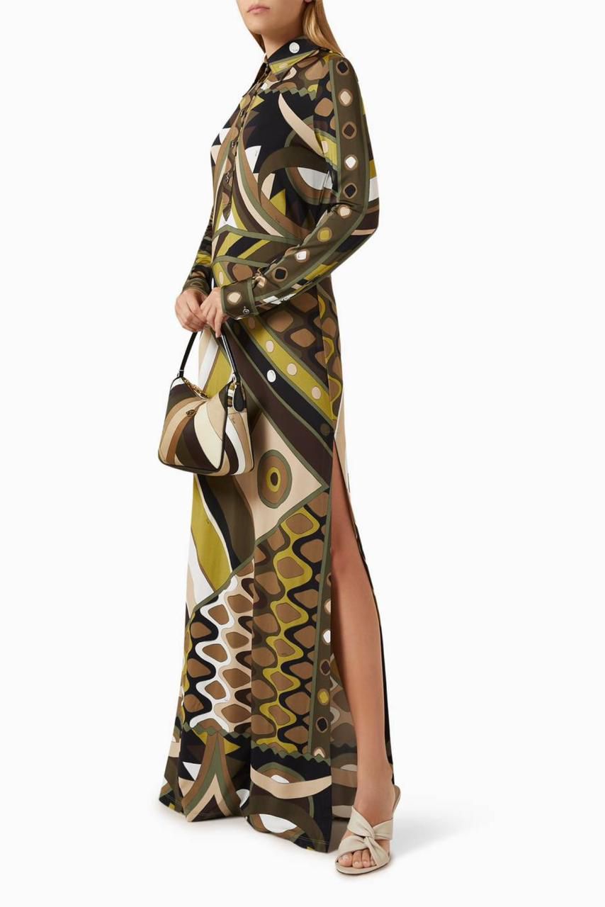 Pucci Green Vivara-print Maxi Dress