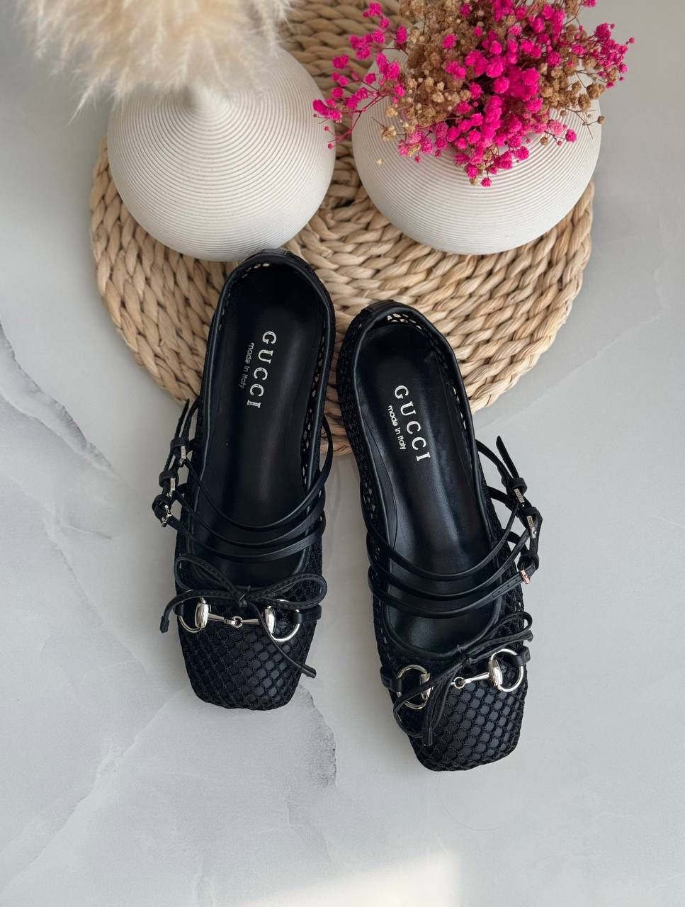 Buy Gucci Burgundy Horsebit Ballerina Flats